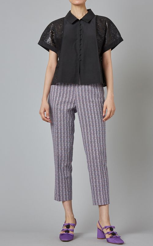 フラワーコットンボンディングブラウス