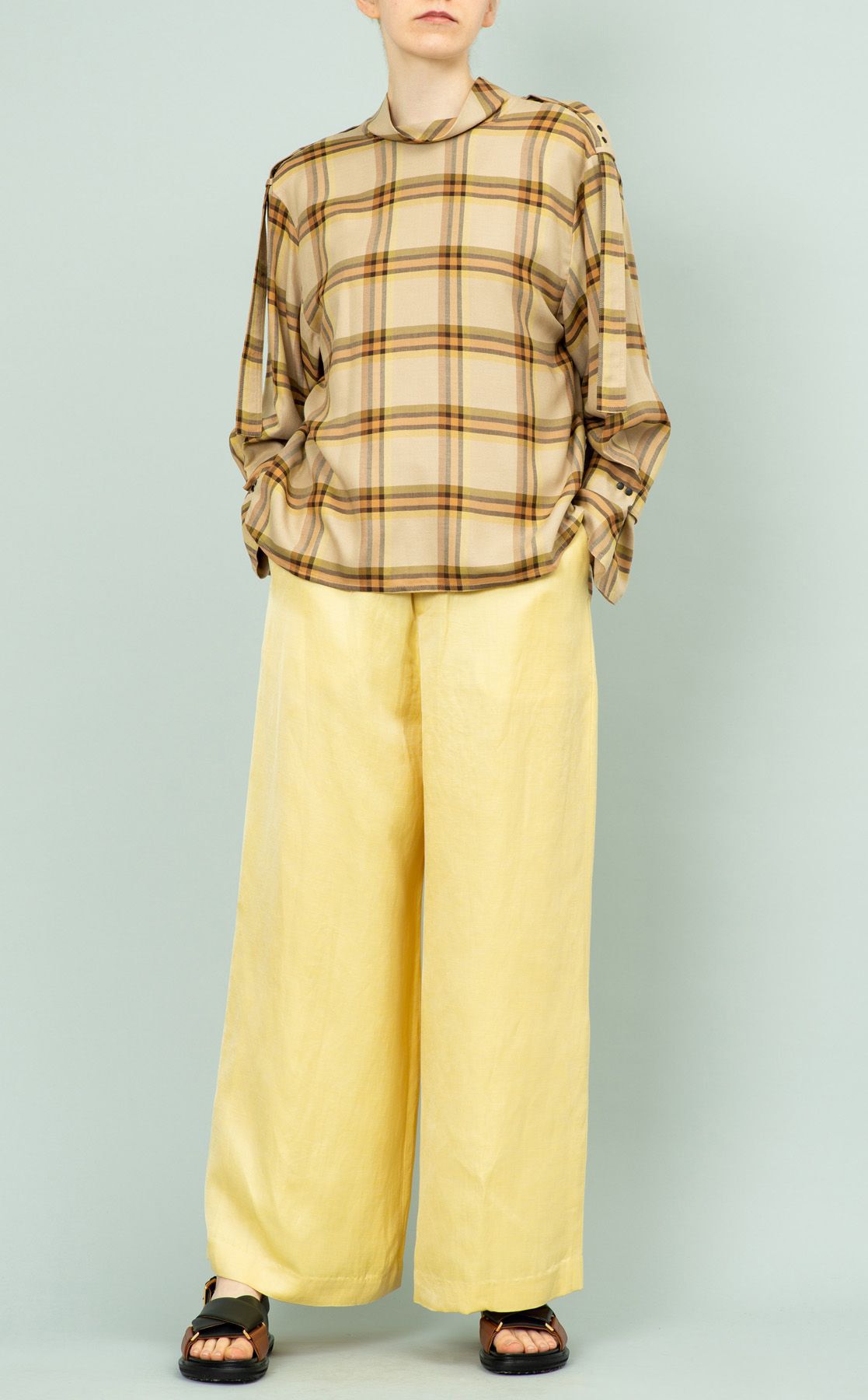 ★MASSIMO DUTTI★ プリーツ入りリネン混ワイドパンツ near.nippon|リネン混ワイドパンツ
