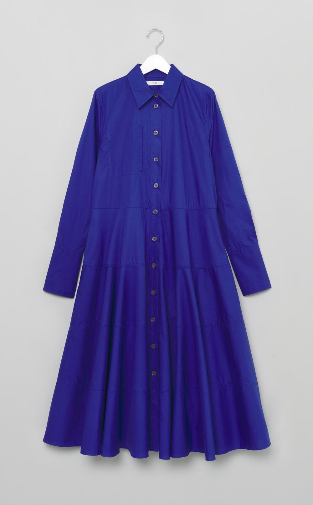 コットン長袖ロングシャツワンピース