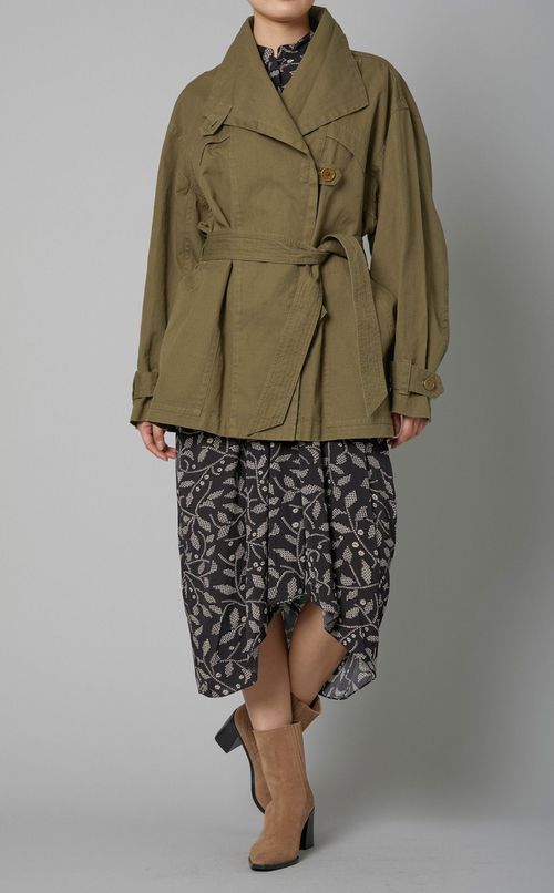 コットンリネンショートトレンチコート