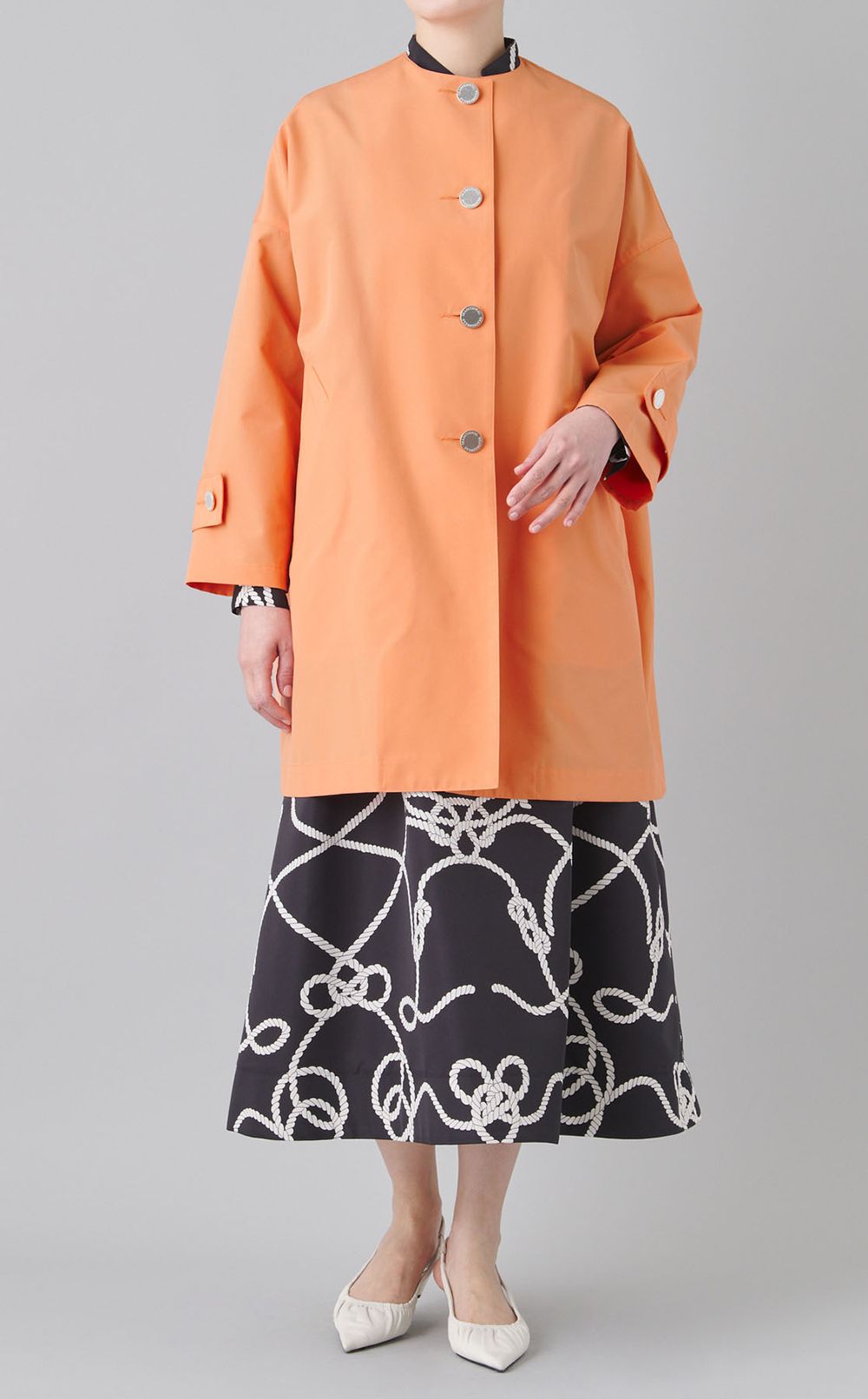 ノーカラーワイドミディコート