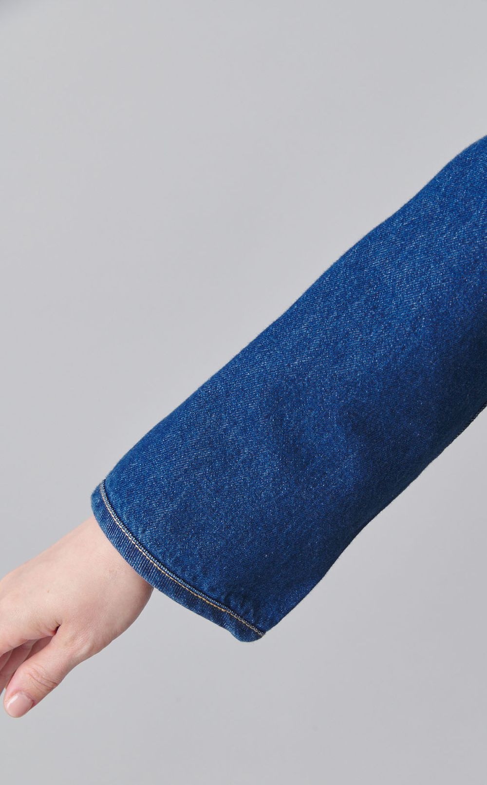 ノーカラーデニムジャケット