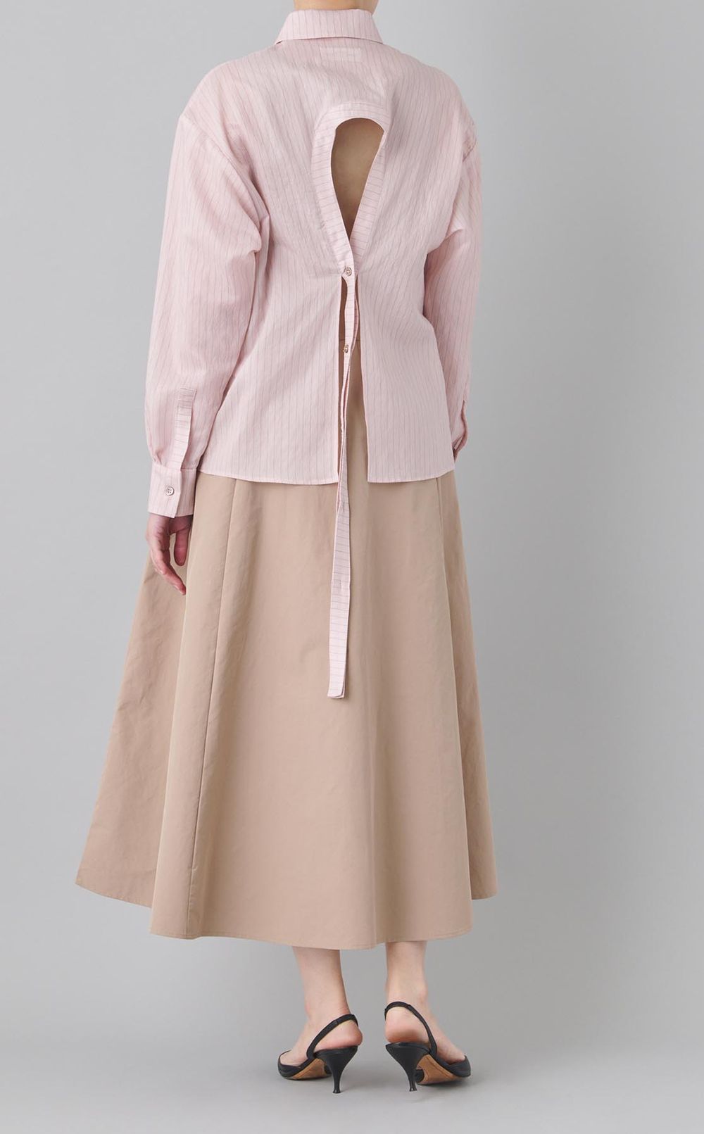 ストライプバックオープンシャツ