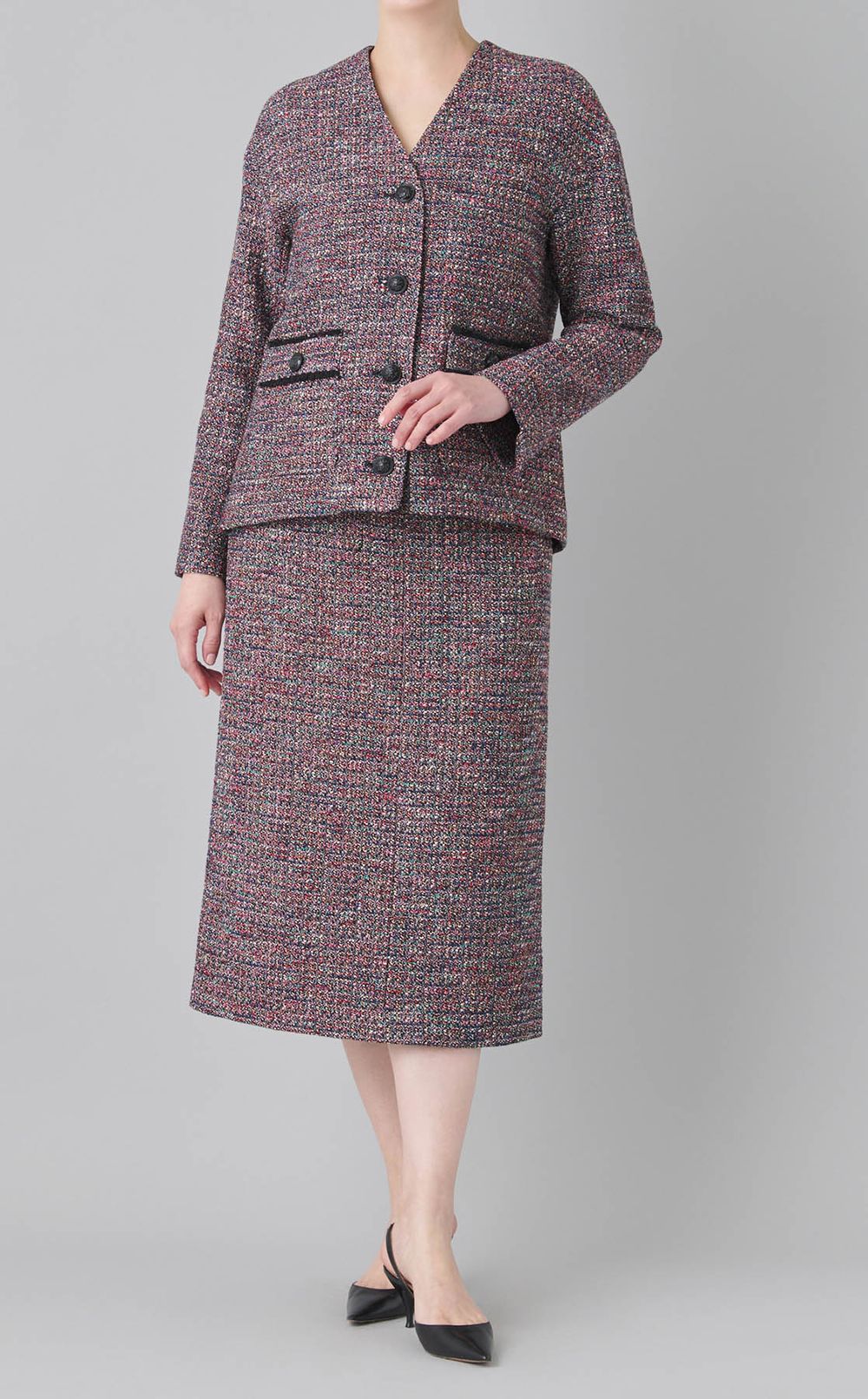 フリンジツイード Iラインスカート