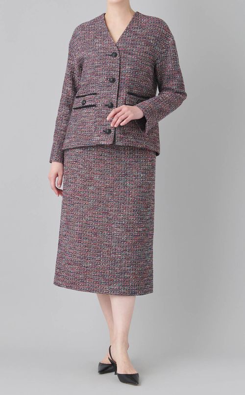 フリンジツイード Iラインスカート