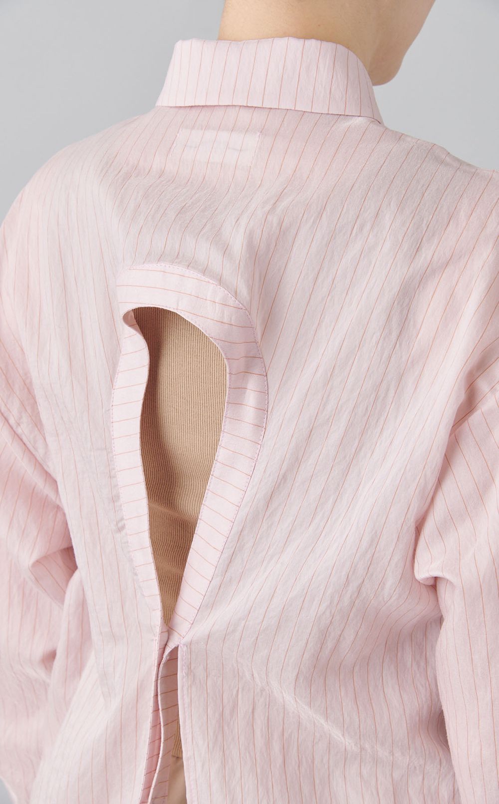 ストライプバックオープンシャツ