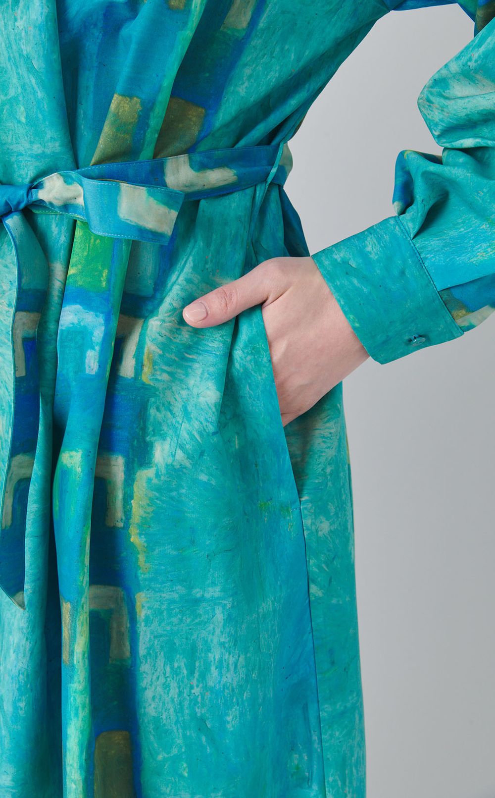 プリントクルーネックワンピース