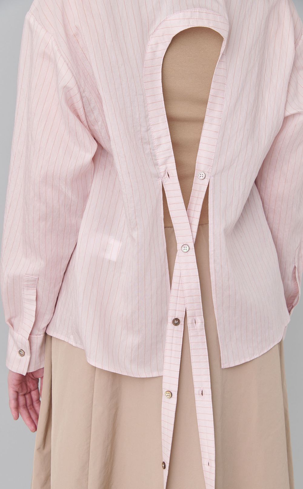 ストライプバックオープンシャツ