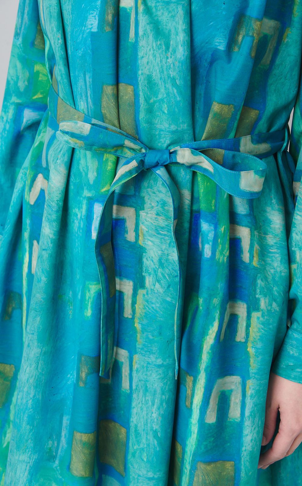 プリントクルーネックワンピース