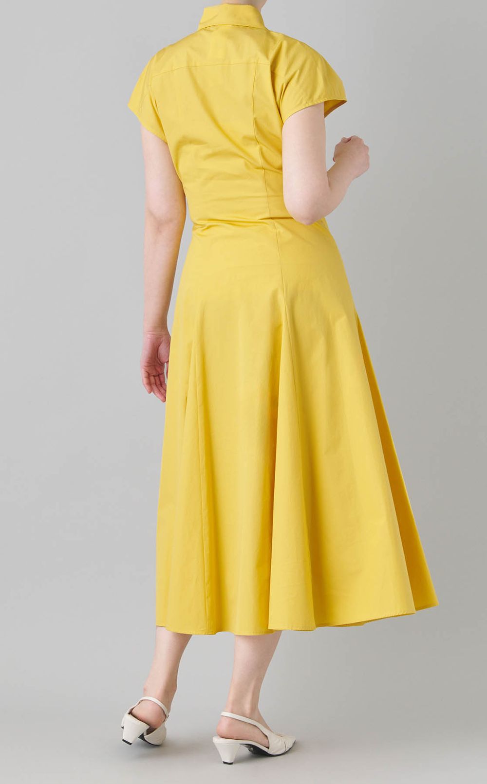 コットンフレンチスリーブシャツワンピース