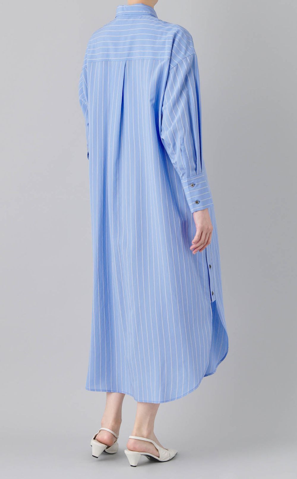 立体ストライプロングシャツワンピース