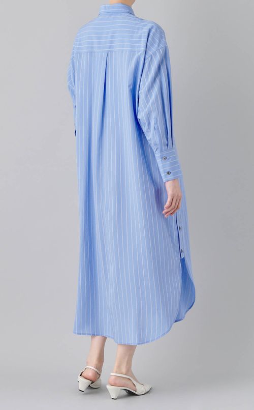 立体ストライプロングシャツワンピース