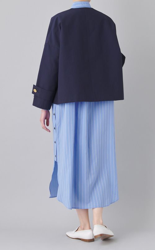 ノーカラーフレアショートコート