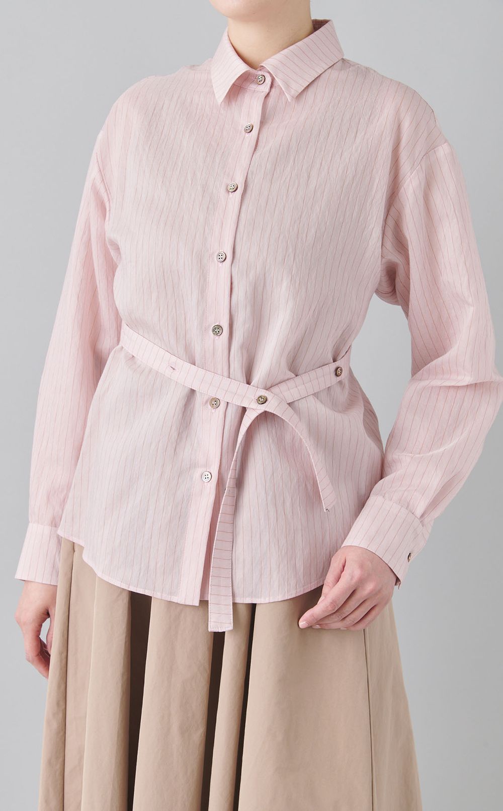 ストライプバックオープンシャツ