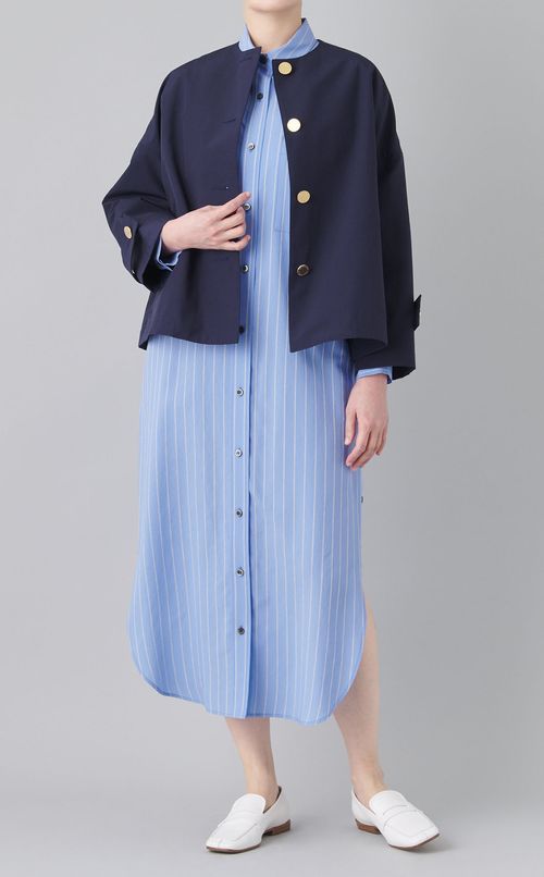 立体ストライプロングシャツワンピース