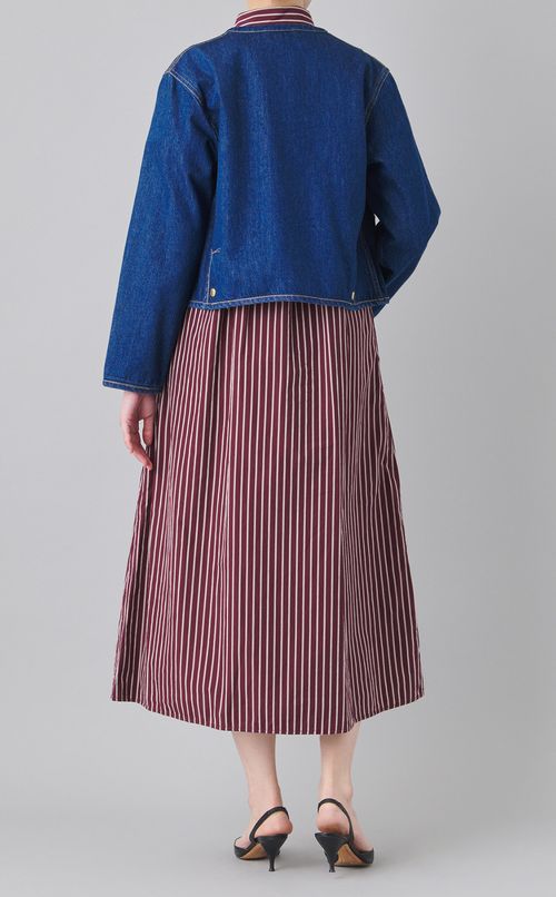 ノーカラーデニムジャケット