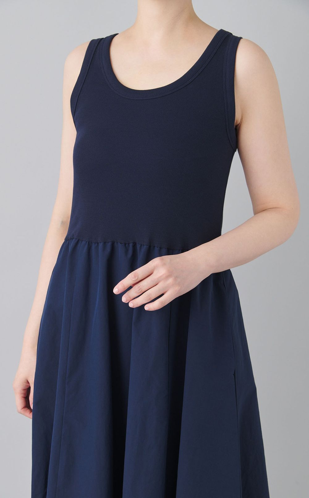 スウェット切替ロングワンピース