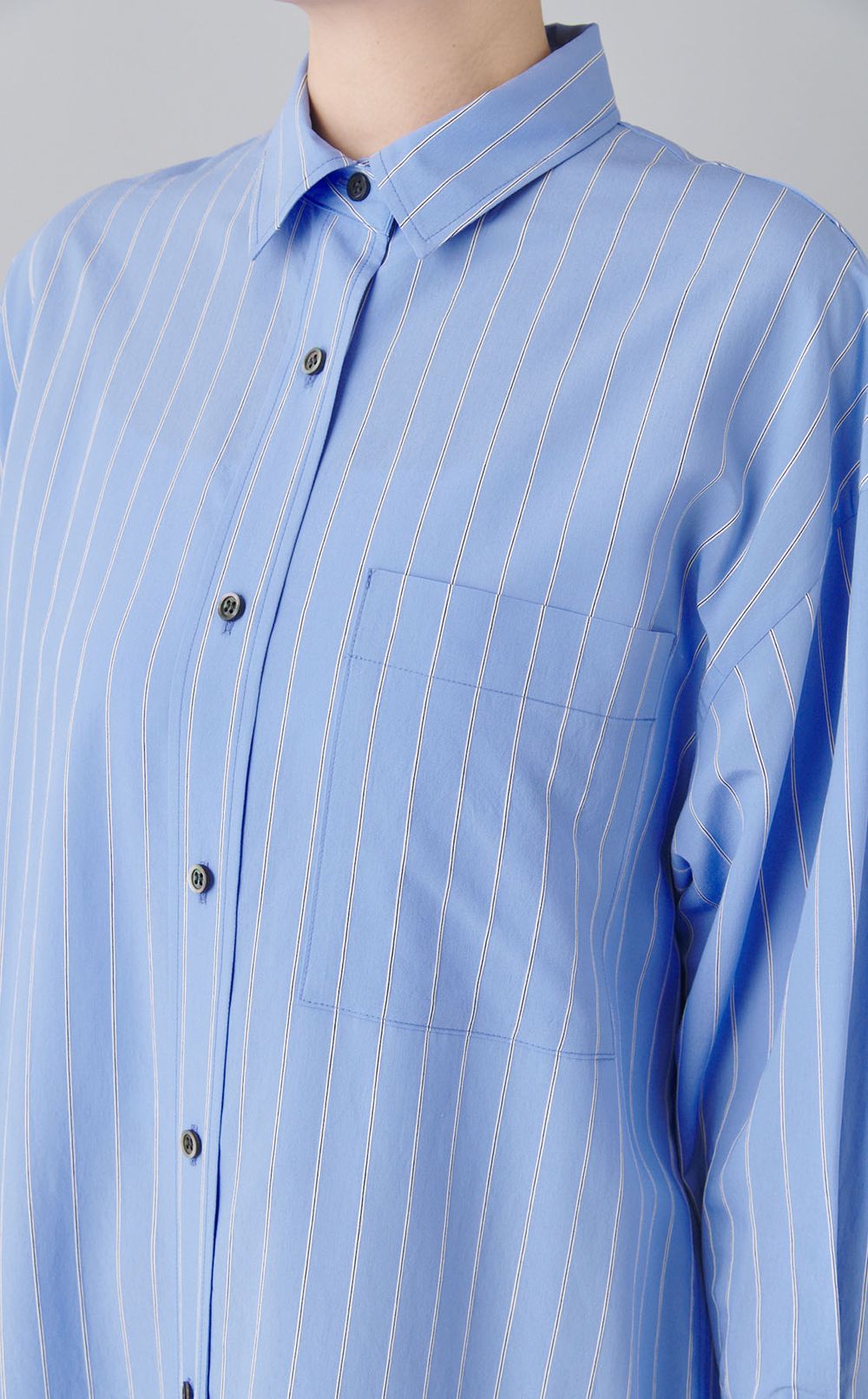 立体ストライプロングシャツワンピース