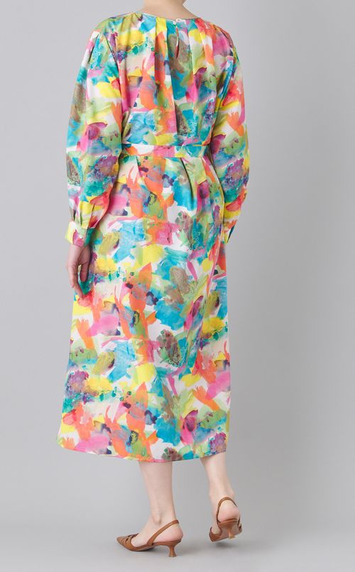 マルチカラークルーネックワンピース