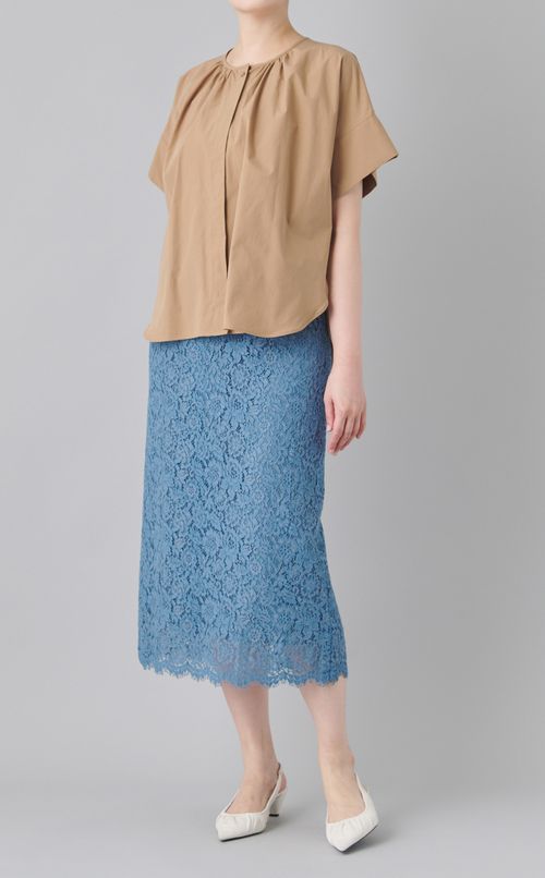 コットンポプリンハーフスリーブブラウス