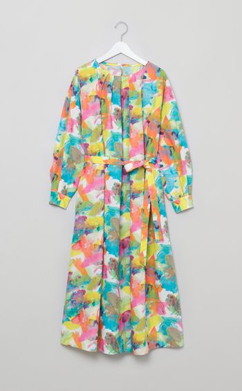 マルチカラークルーネックワンピース