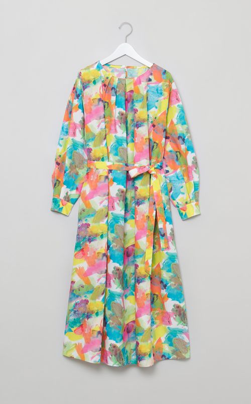 マルチカラークルーネックワンピース