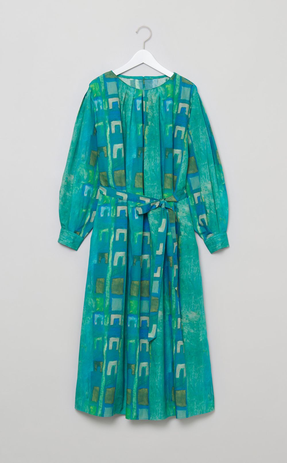 プリントクルーネックワンピース