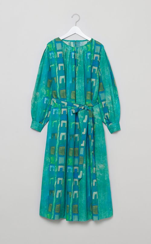 プリントクルーネックワンピース