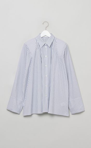 ショルダードレープストライプシャツ