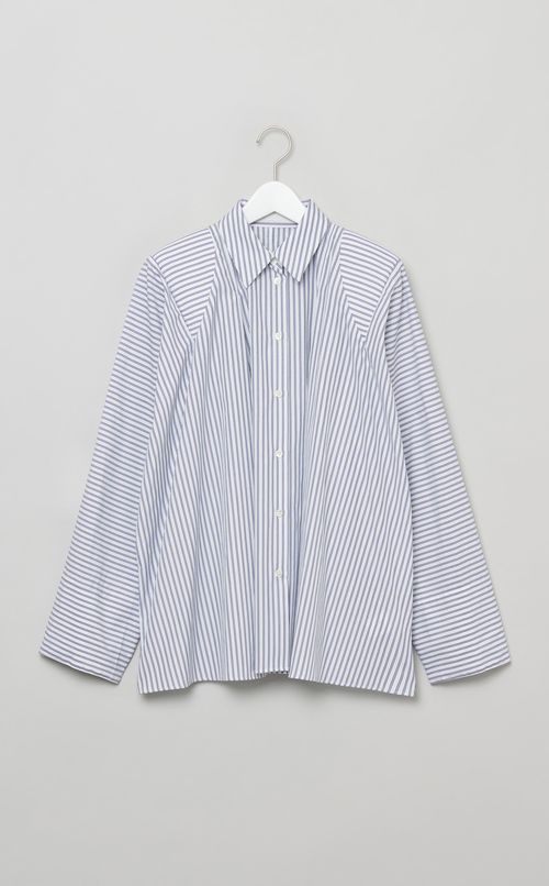 ショルダードレープストライプシャツ