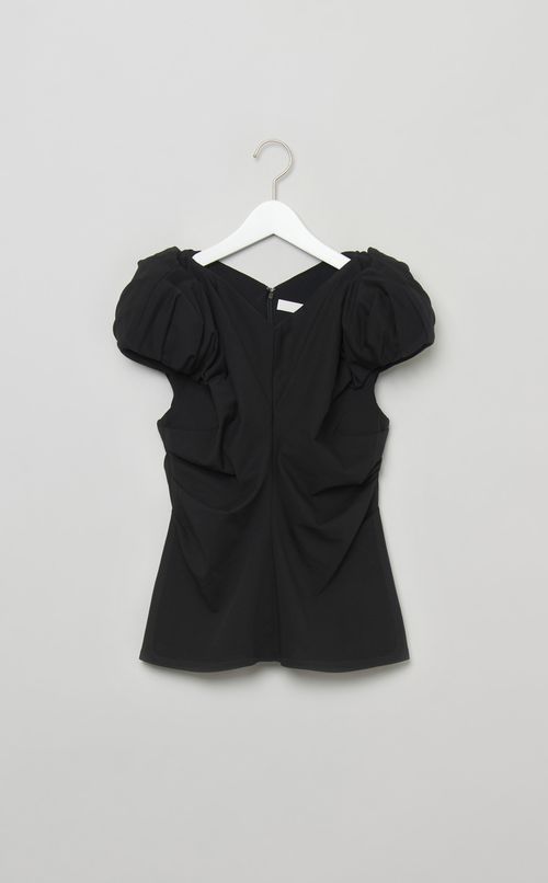 ギャザーショルダージャージトップス