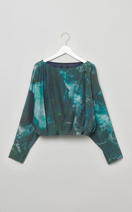 マーブルペイズリープリントブラウス