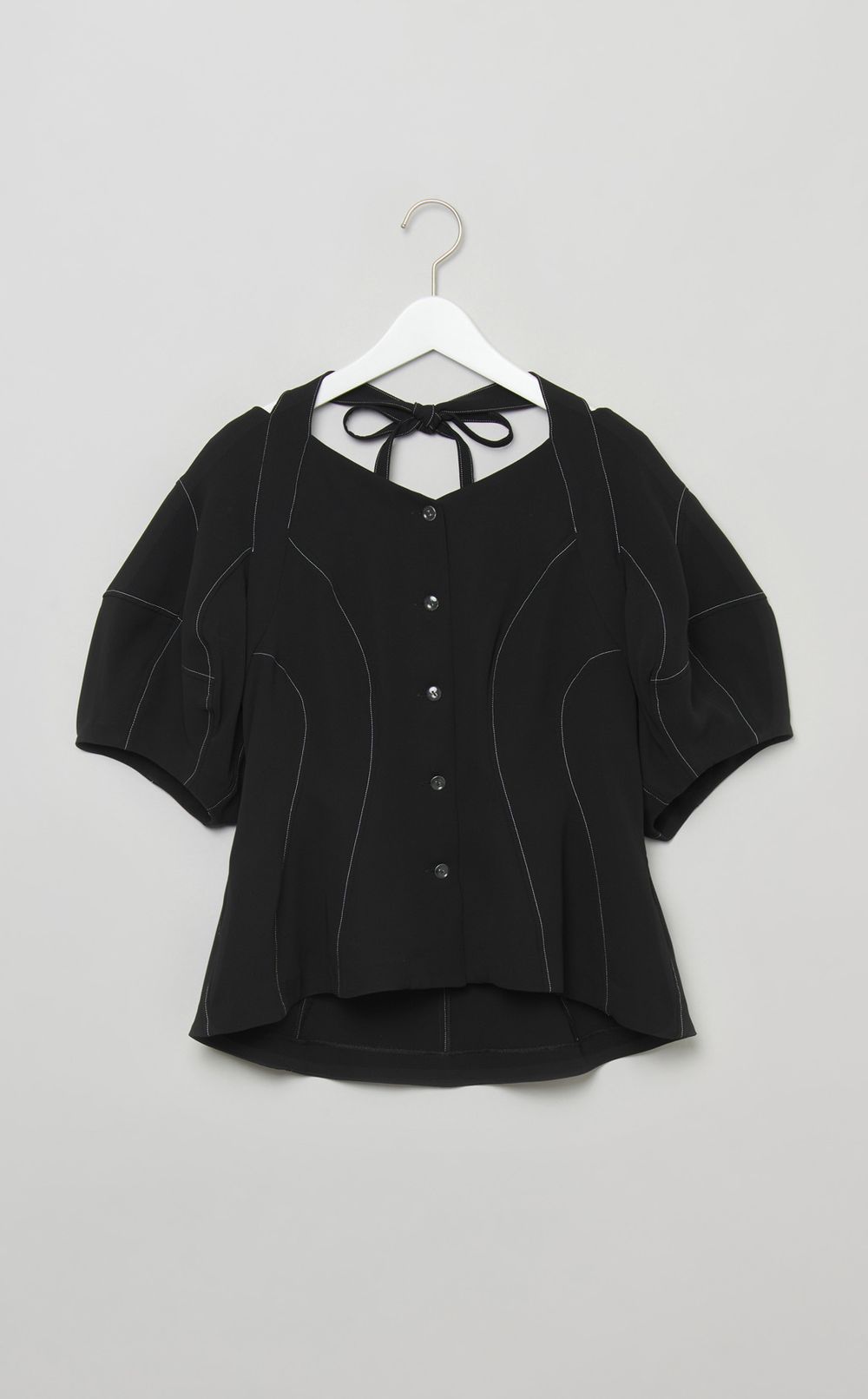 パフスリーブホルターデザインブラウス