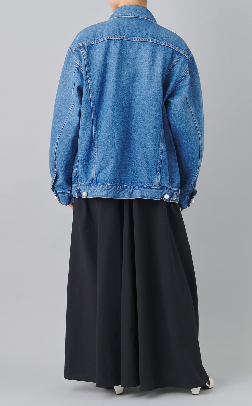 オーバーサイズパールボタンデニムブルゾン