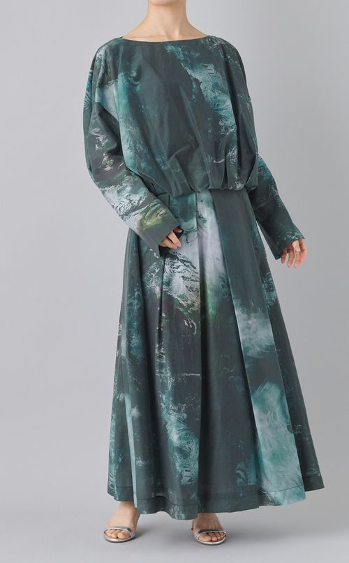 マーブルペイズリープリントブラウス