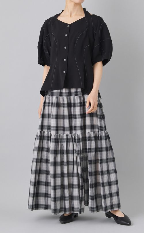 パフスリーブホルターデザインブラウス