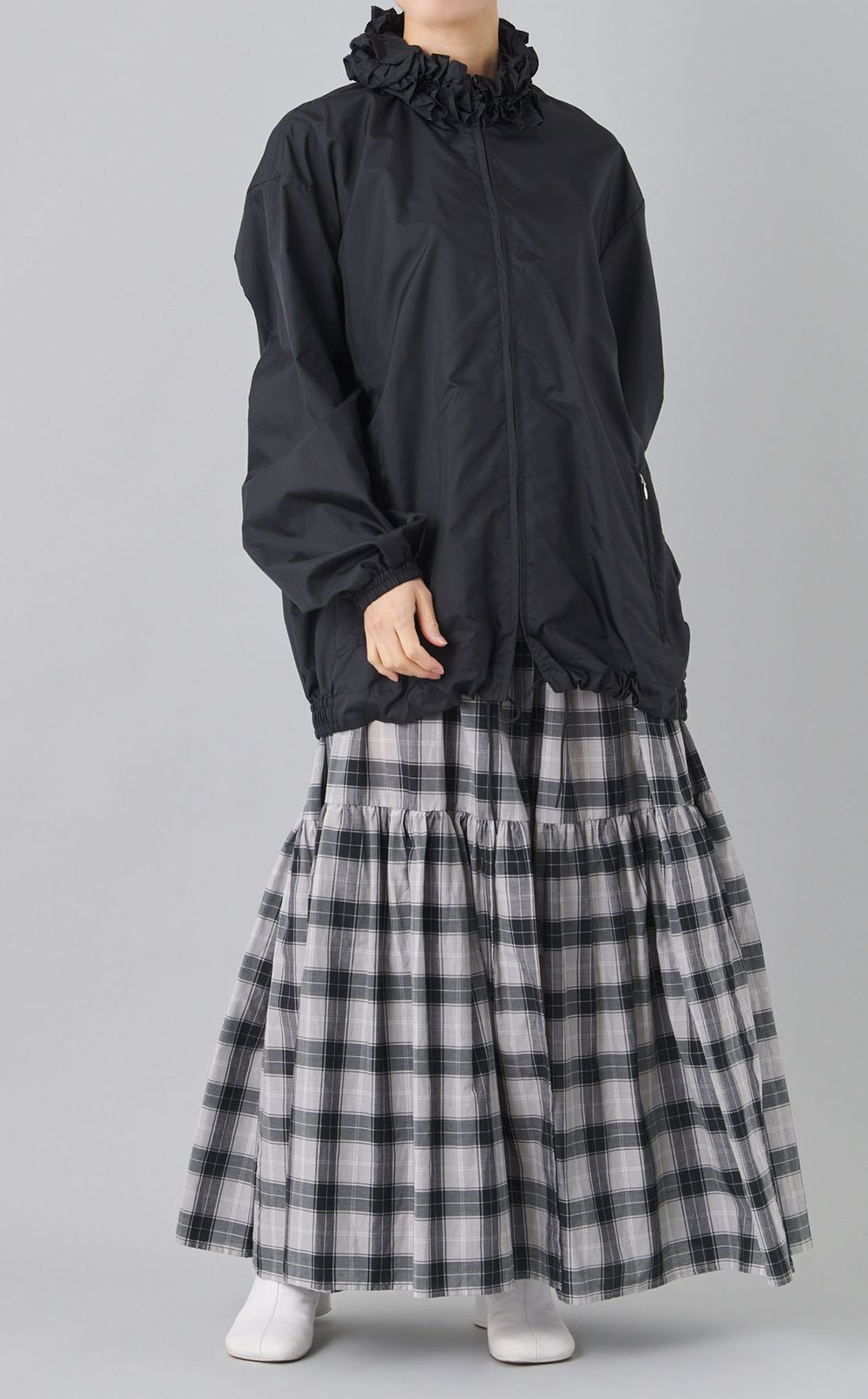 チェックティアードロングスカー卜