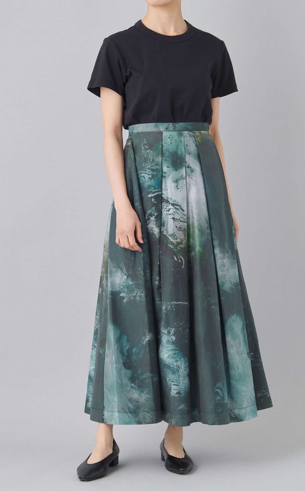 マーブルペイズリーギャザースカート