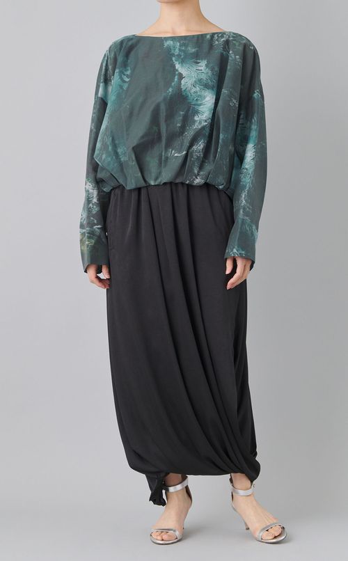 マーブルペイズリープリントブラウス