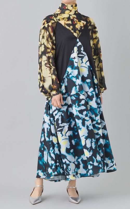 プリン卜切替キャミソールワンピース