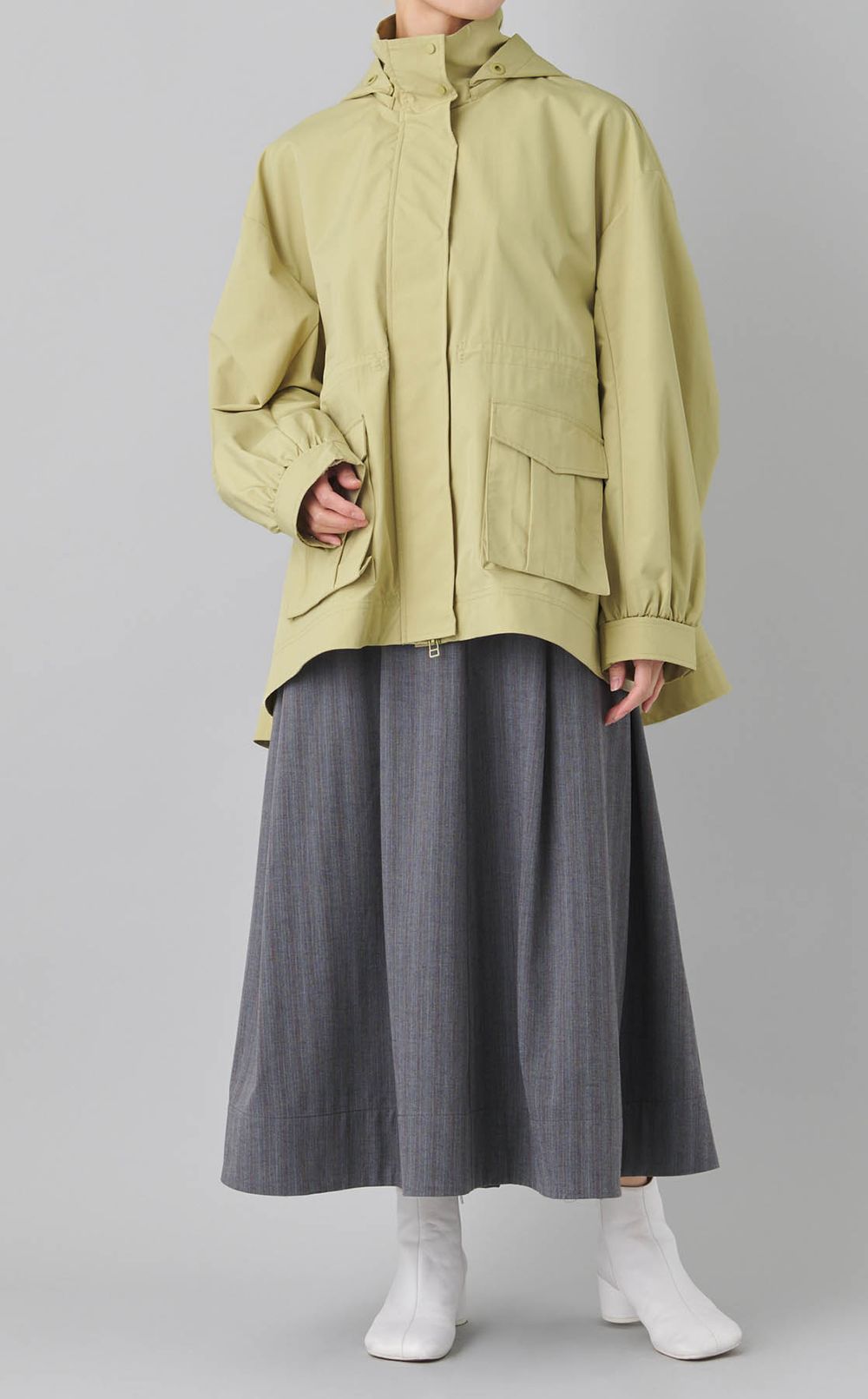 ヘリンボーンタックフレアスカート