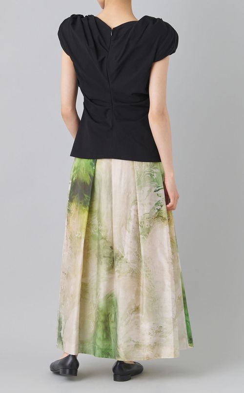 ギャザーショルダージャージトップス