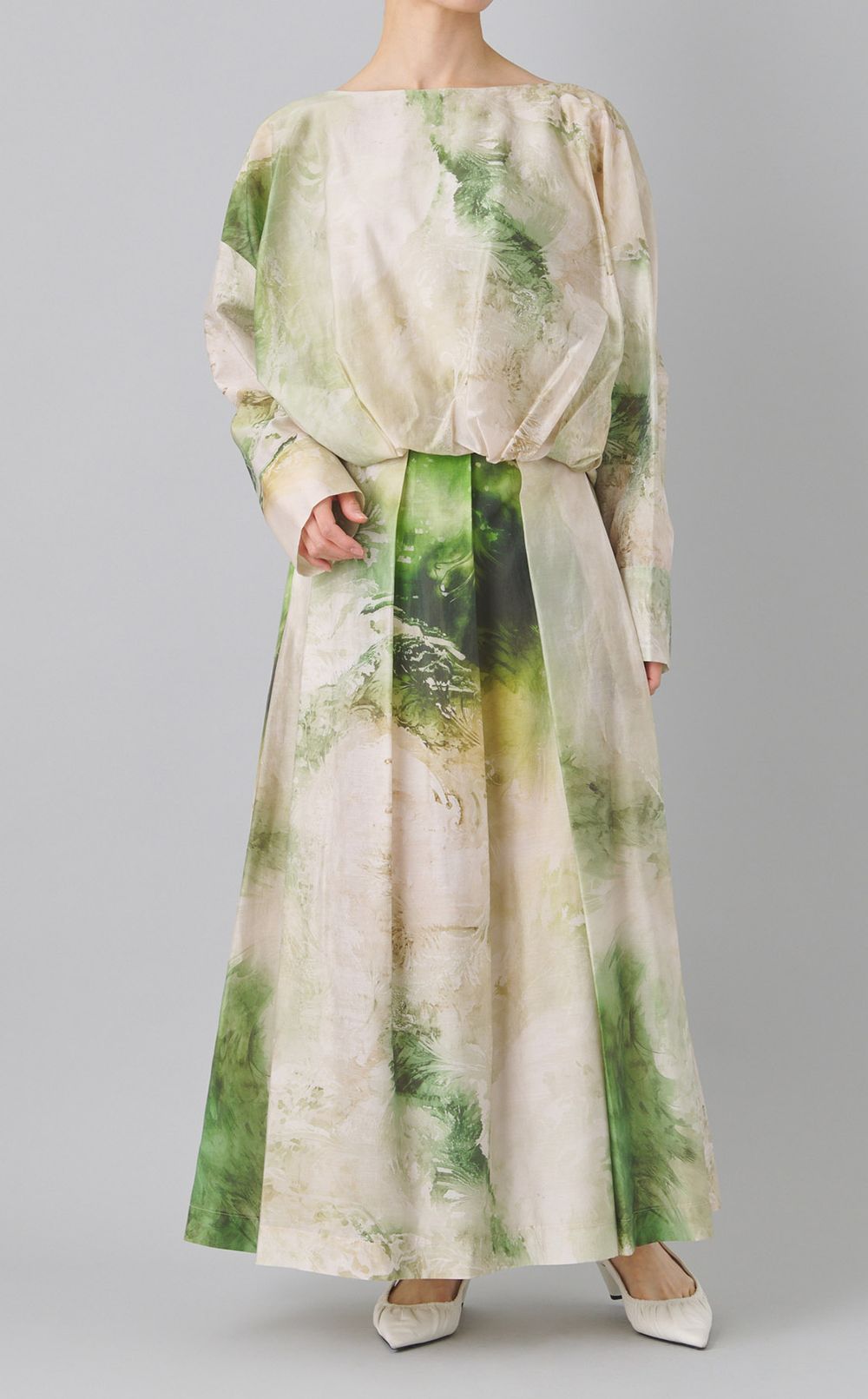 マーブルペイズリーギャザースカート