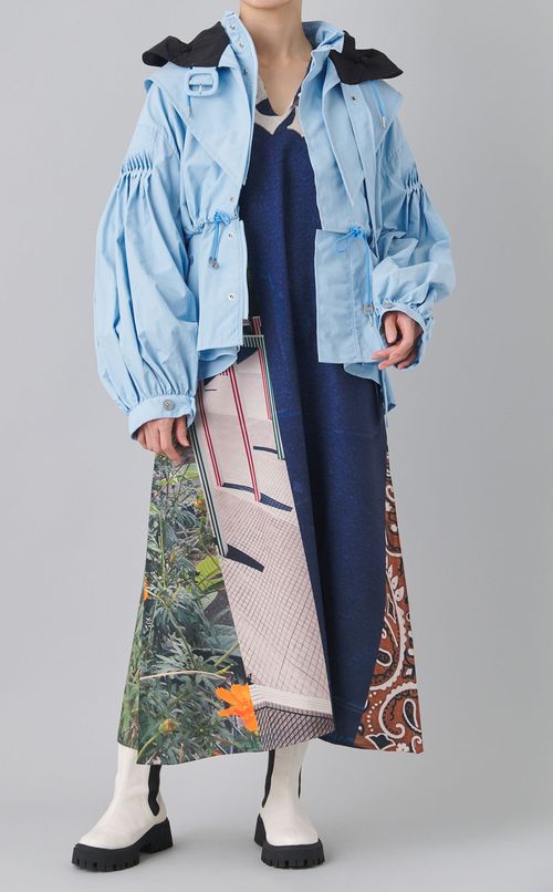 ナイロンピンタックショートブルゾン