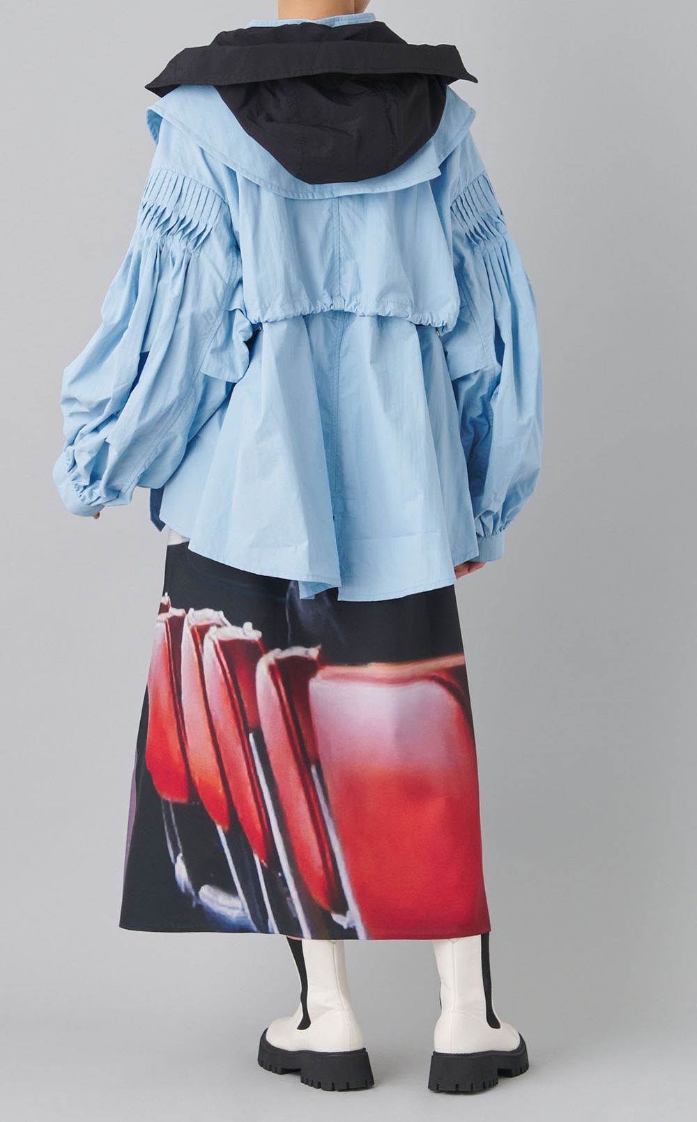 ナイロンピンタックショートブルゾン