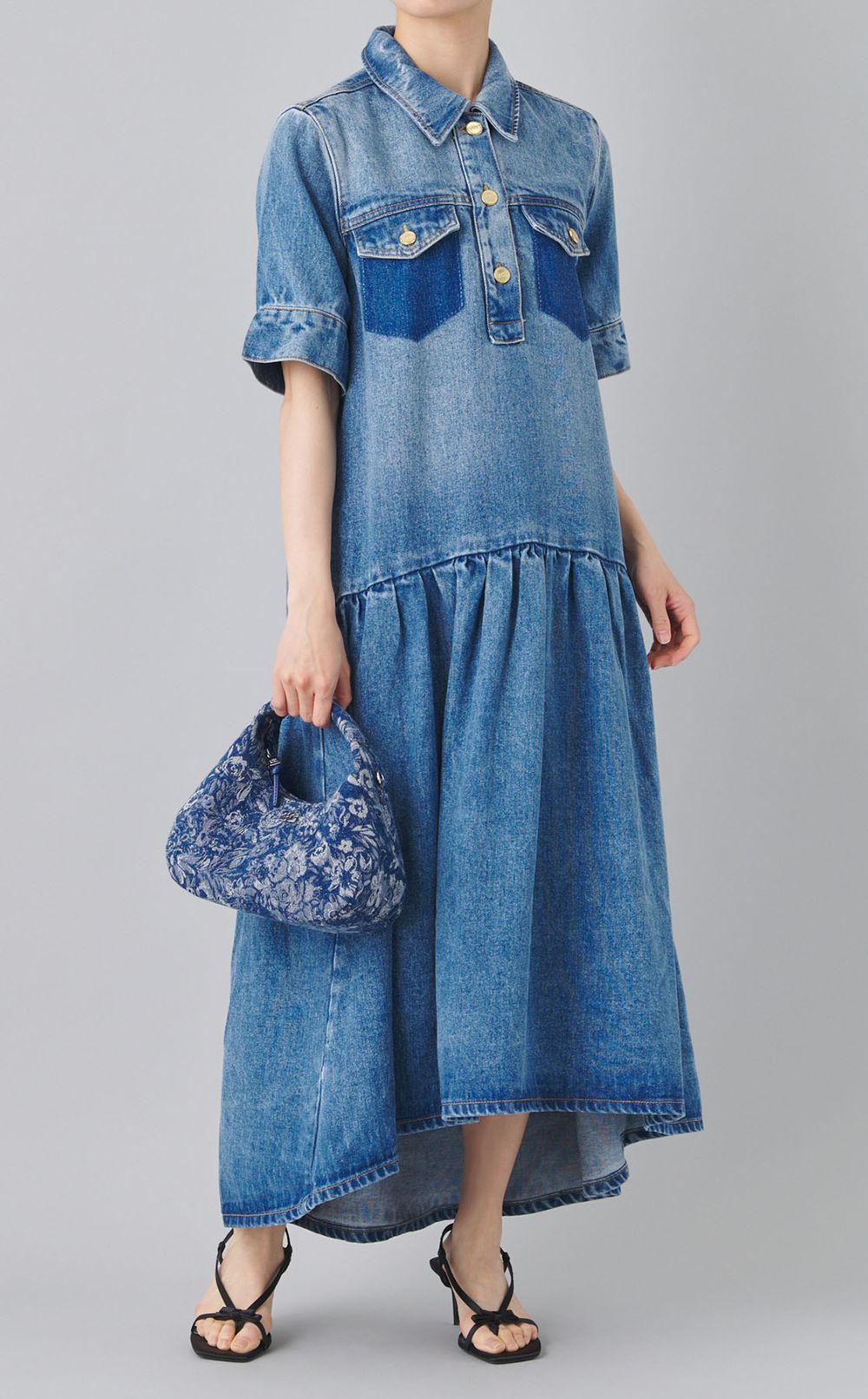 デニムフラワーミニショルダーバッグ