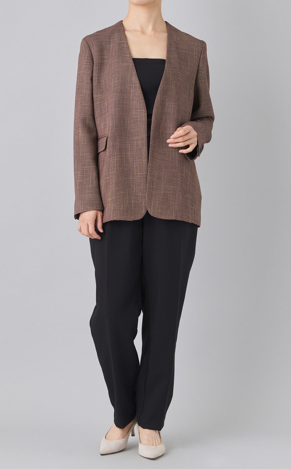 ノーカラーライトジャケット