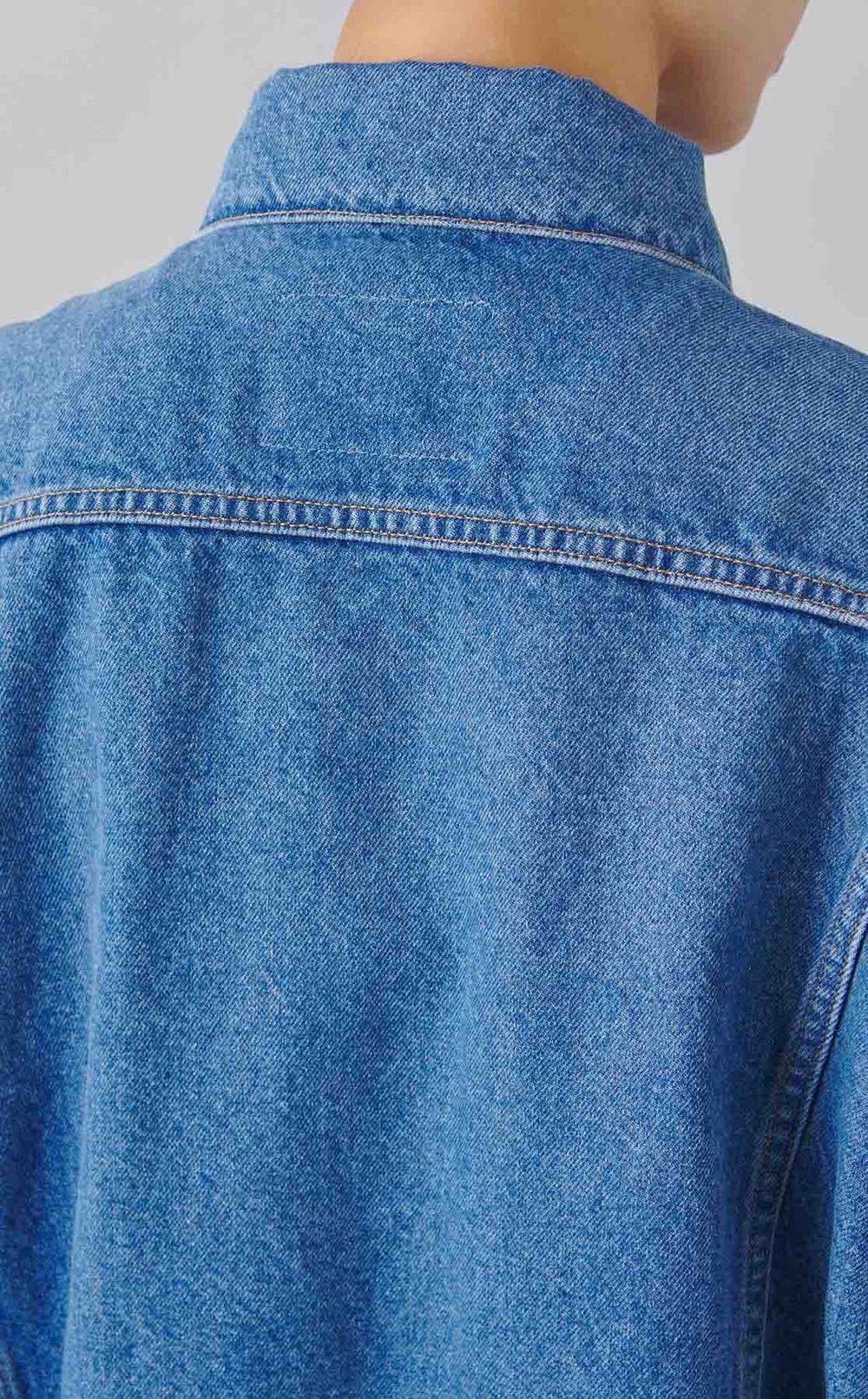 オーバーサイズパールボタンデニムブルゾン