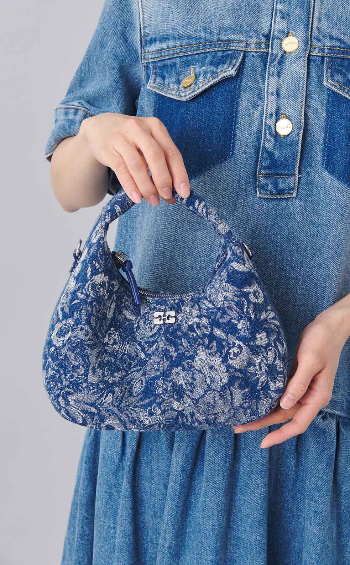 GANNI フラワープリント ショルダーバッグ GANNI｜デニムフラワーミニショルダーバッグ