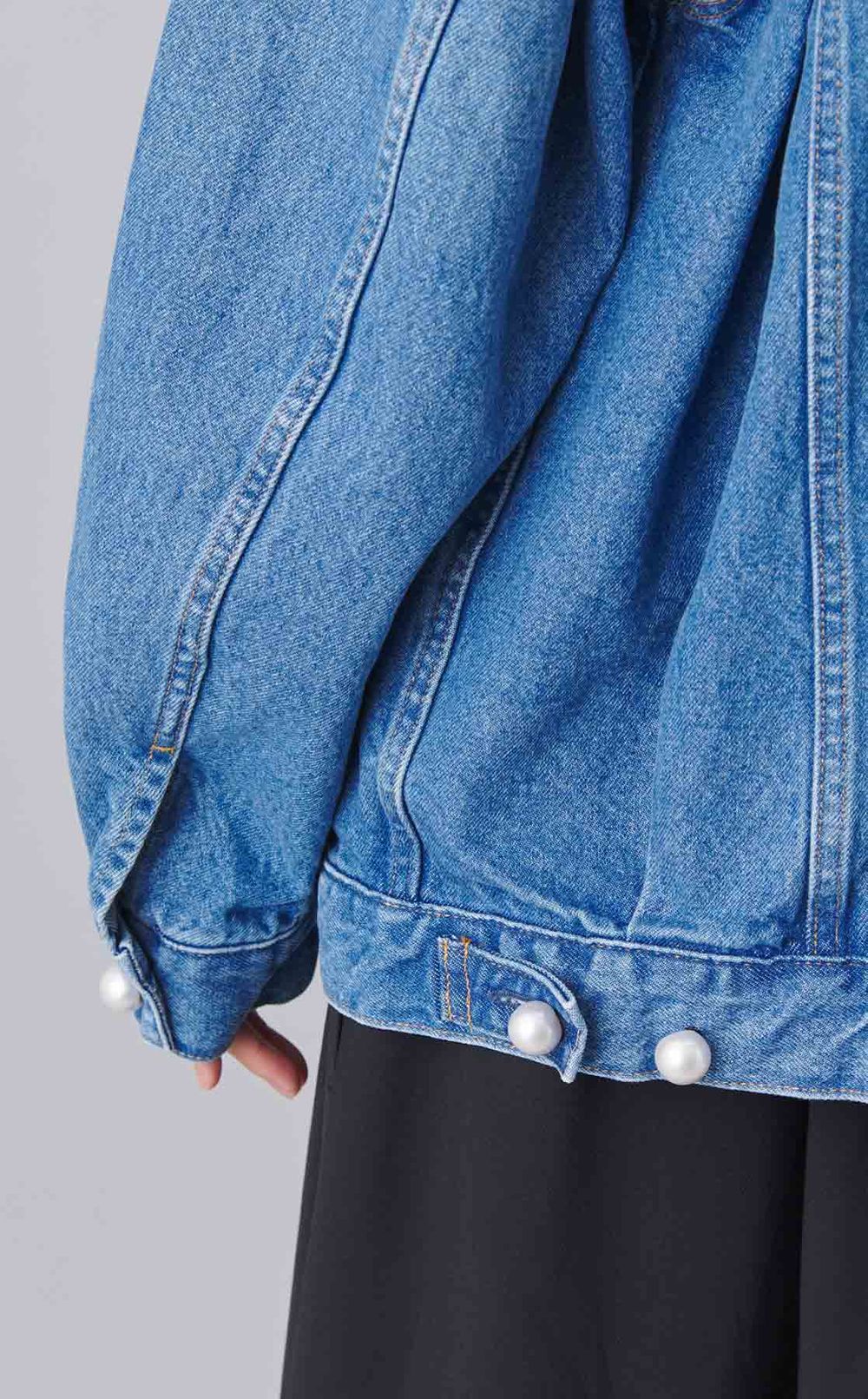 オーバーサイズパールボタンデニムブルゾン